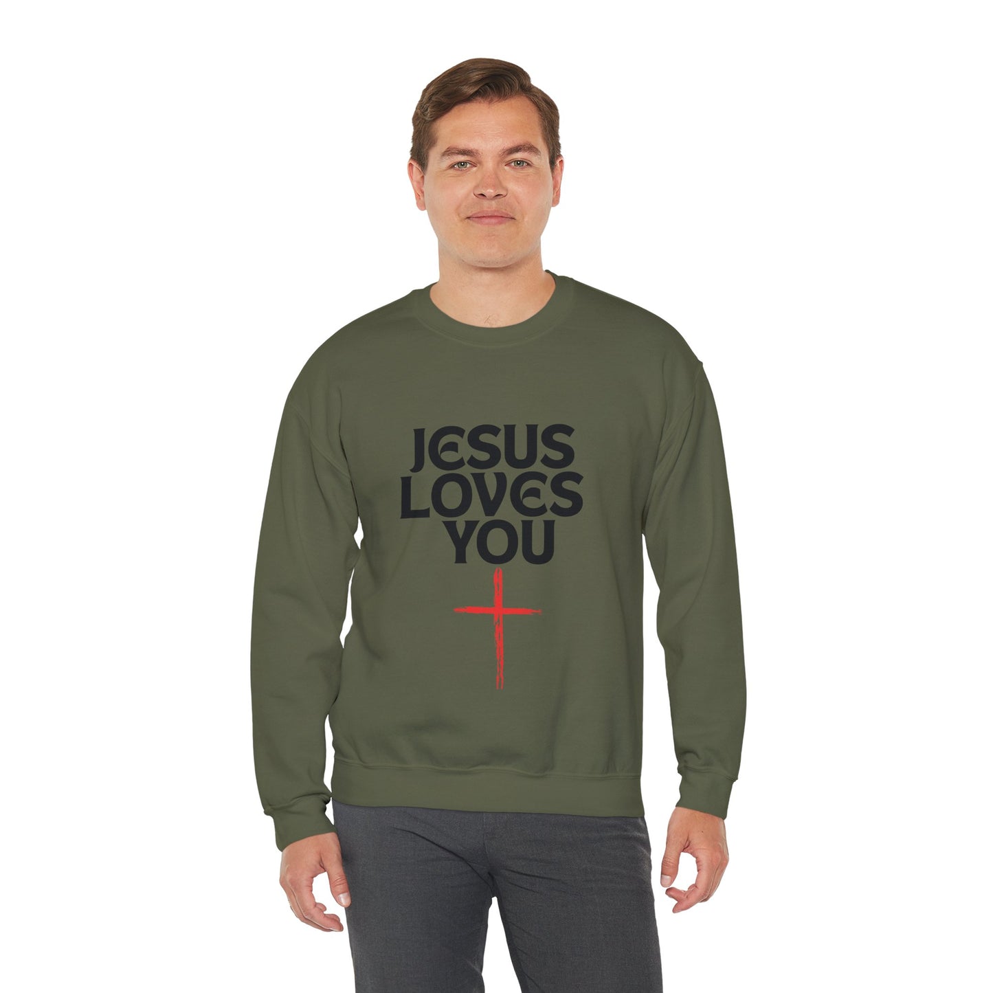 Jesus Loves You Crewneck Sweatshirt, Faith Apparel, Christian Gift, Unisex Pullover, Cozy Layering Piece, Holiday Sweatshirt