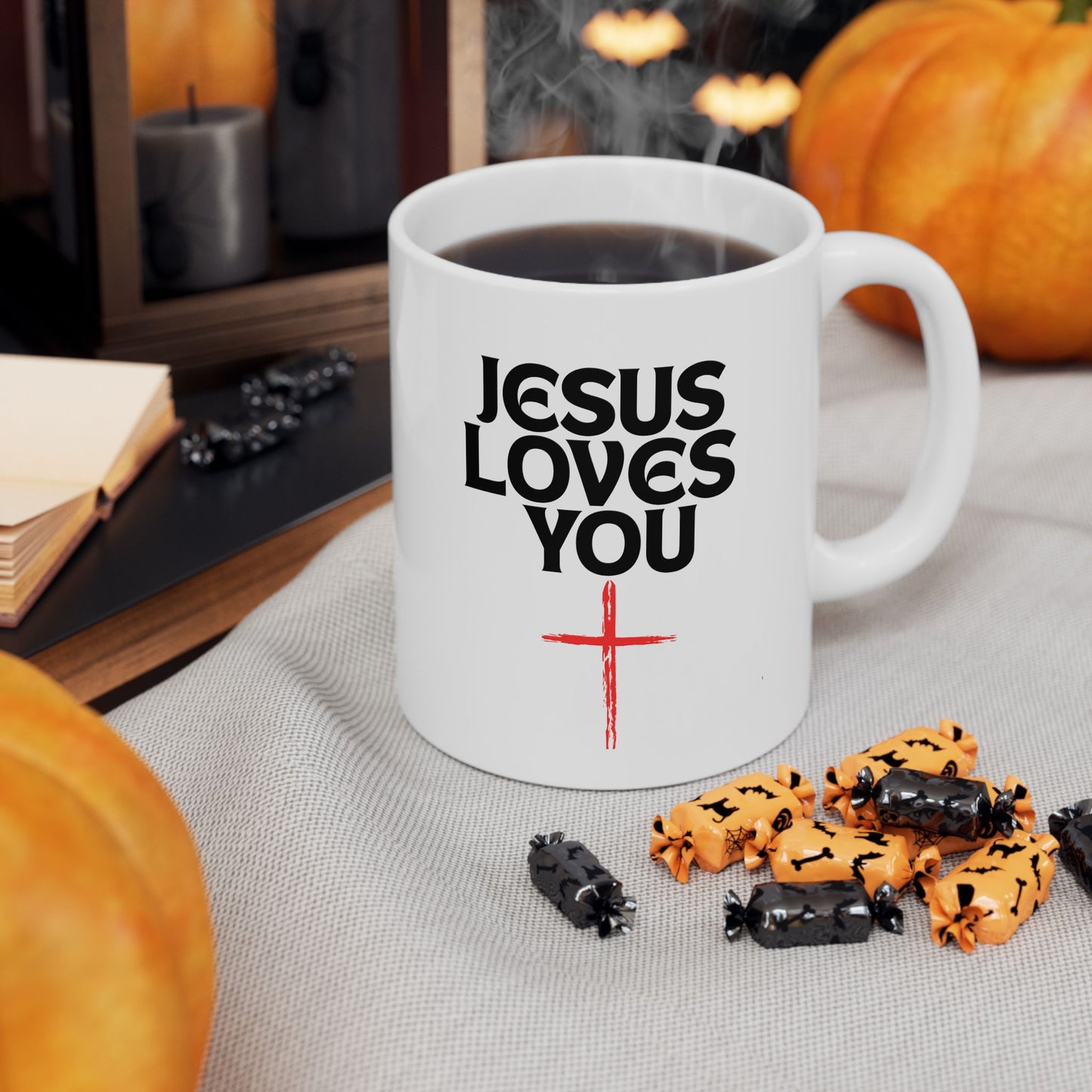 Jesus Loves You Ceramic Mug - Motivational Gift, Coffee Lover Mug, Inspirational Tea Cup, Perfect for Easter, Christmas, Prayer