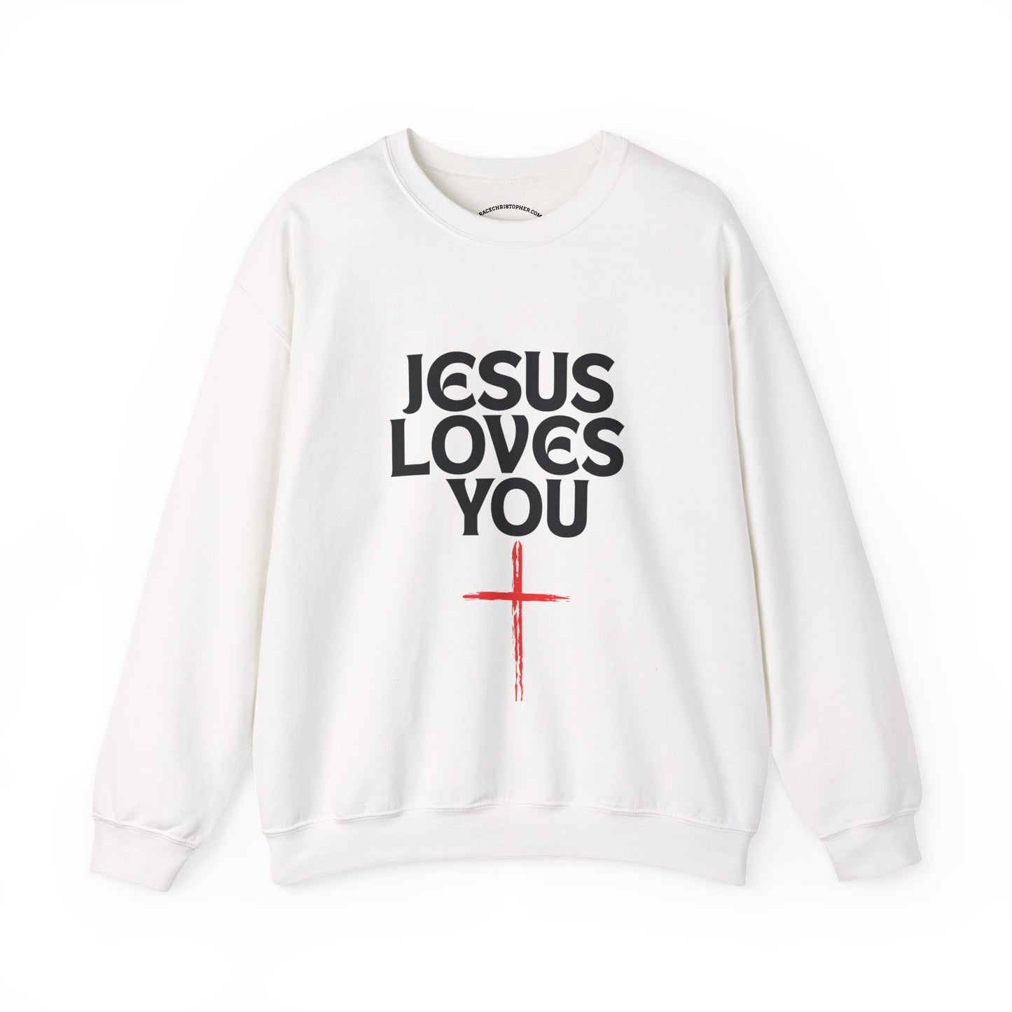 Jesus Loves You Crewneck Sweatshirt, Faith Apparel, Christian Gift, Unisex Pullover, Cozy Layering Piece, Holiday Sweatshirt