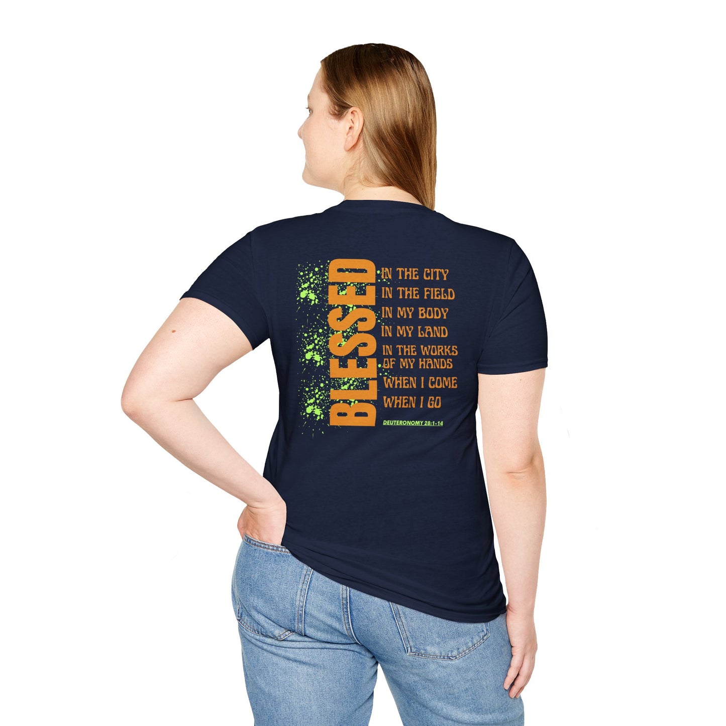 Blessed Unisex Softstyle T-Shirt - Inspirational Graphic Tee, Perfect for Gifts, Casual Wear, Everyday Use, Faith-Based Apparel