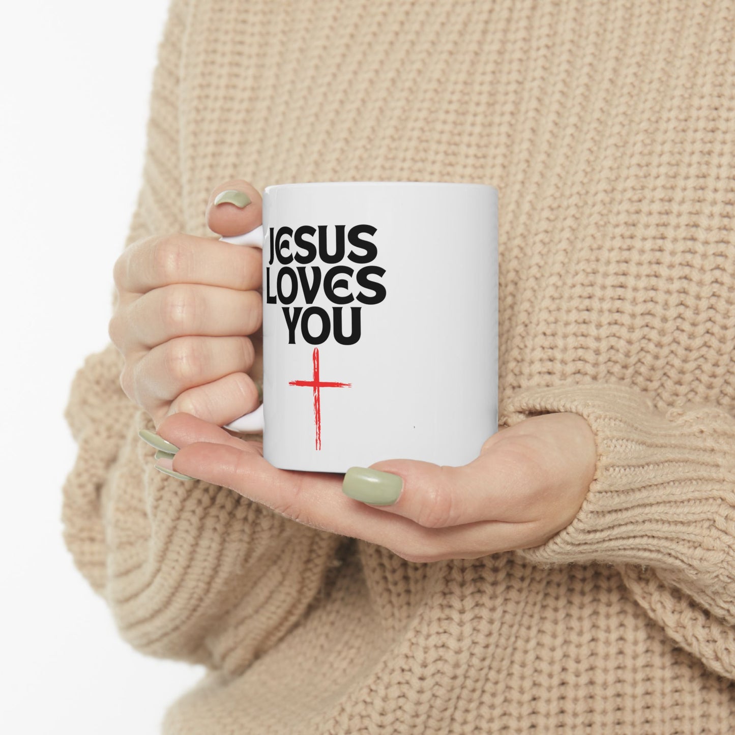 Jesus Loves You Ceramic Mug - Motivational Gift, Coffee Lover Mug, Inspirational Tea Cup, Perfect for Easter, Christmas, Prayer