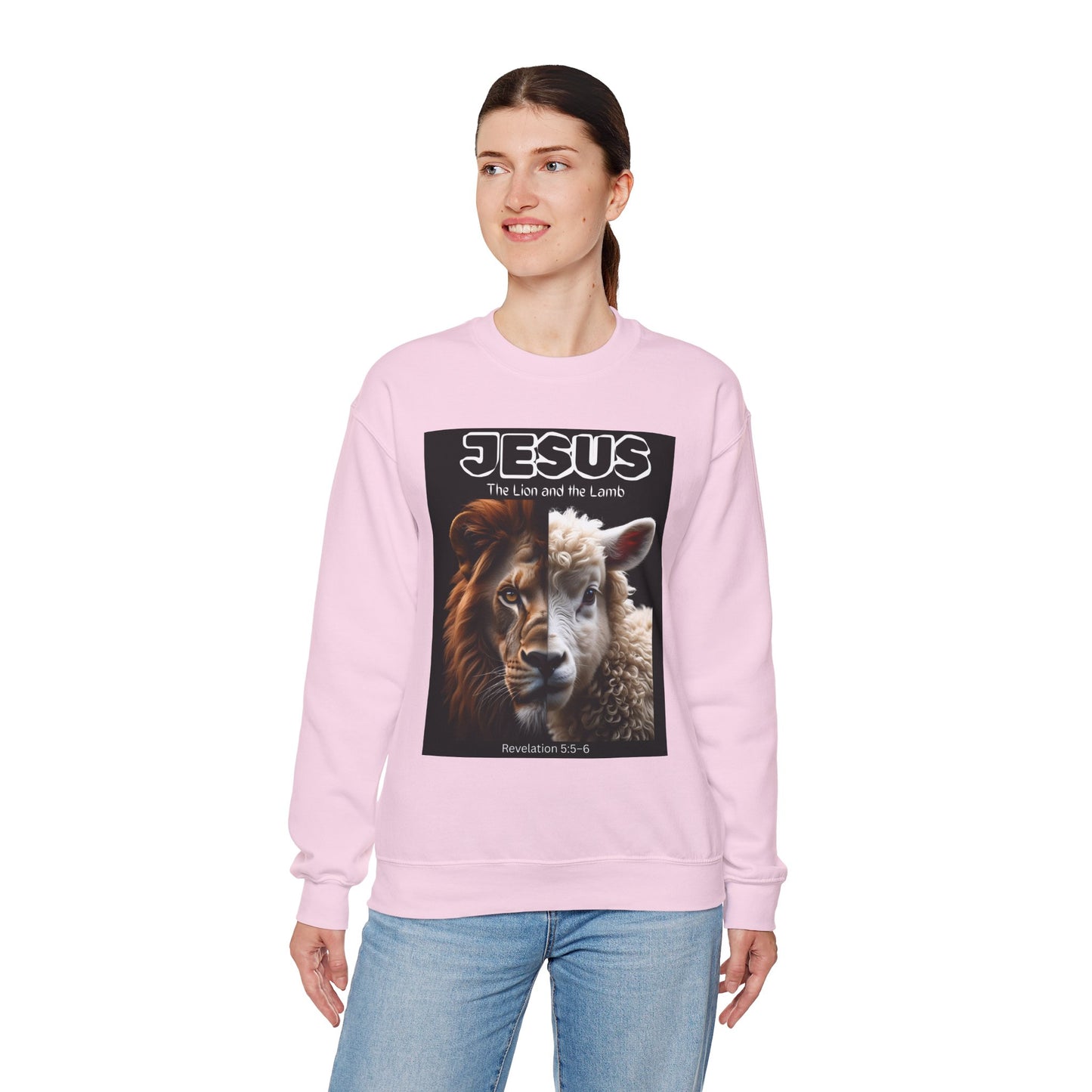 Jesus Lion and Lamb Crewneck Sweatshirt, Faith Sweatshirt, Christian Apparel, Inspirational Fashion, Religious Gift, Cozy Outfit