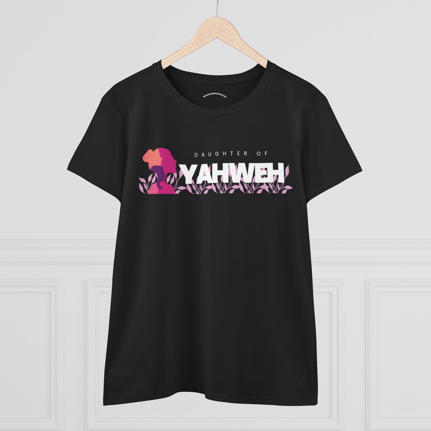 Women's Midweight Cotton Tee with YAHWEH Design, Casual T-Shirt, Fashion Gift, Spiritual Apparel, Everyday Wear, Faith-Based Clothing