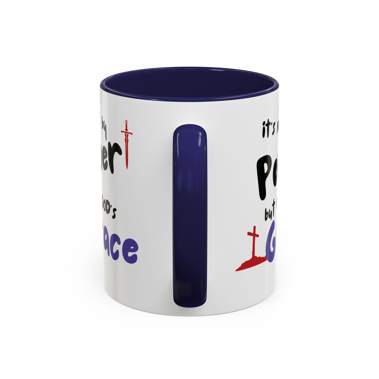 Faith-Inspired Accent Coffee Mug - Not by Power, But by God's Grace, Religious Gift, Inspirational Drinkware, Christian Mugs, [...]