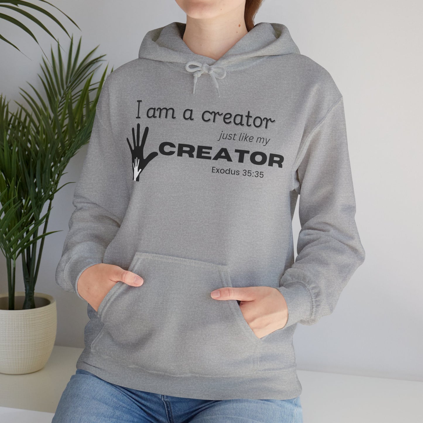 Inspirational Creator Hooded Sweatshirt - Unisex Cozy Hoodie for Creators, Gift for Artists, Motivational Apparel, Exodus 35:35