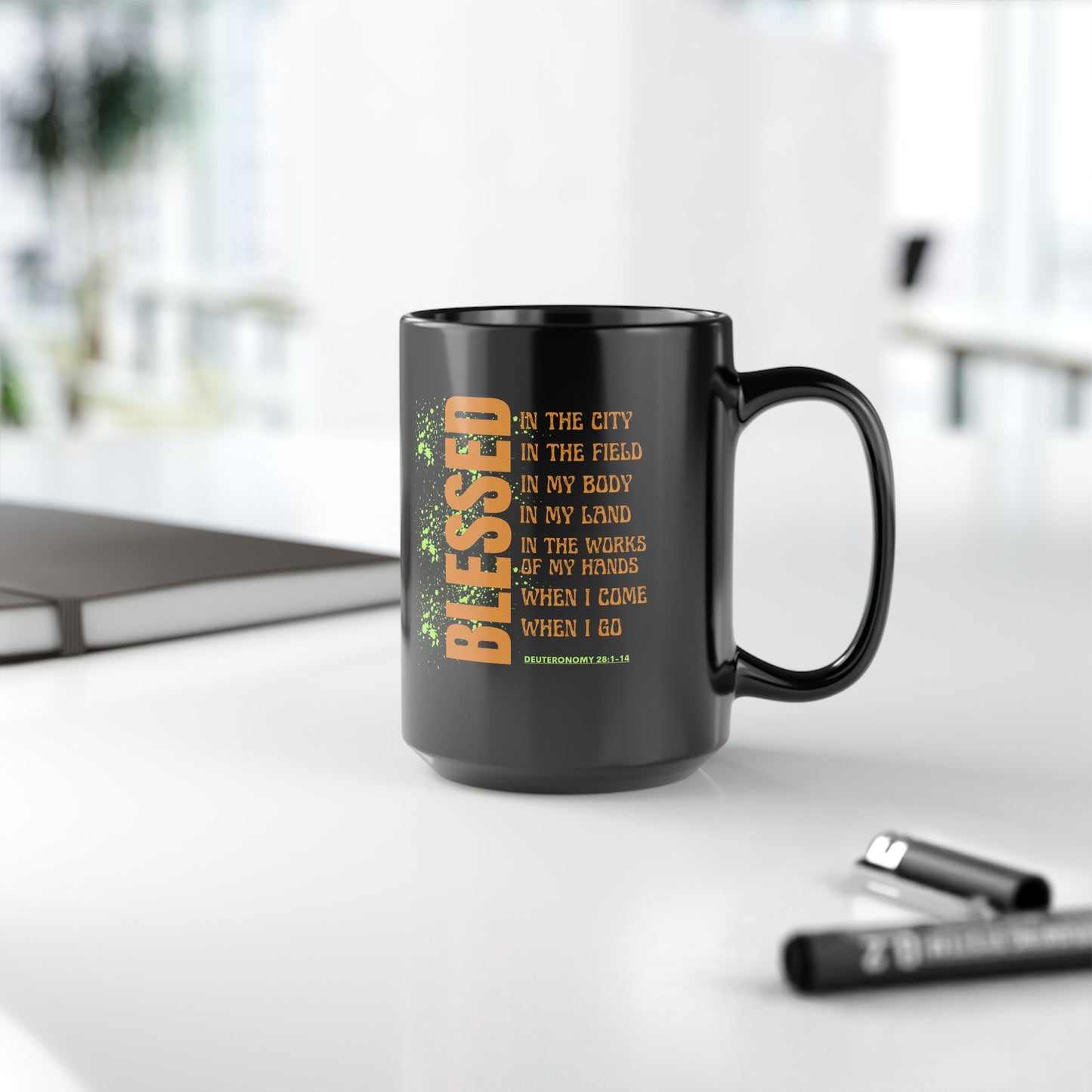 Blessed Inspirational Black Mug for Daily Motivation, Coffee Cup for Faith and Positivity, Christian Gifts, Holiday Drinkware, Home [...]