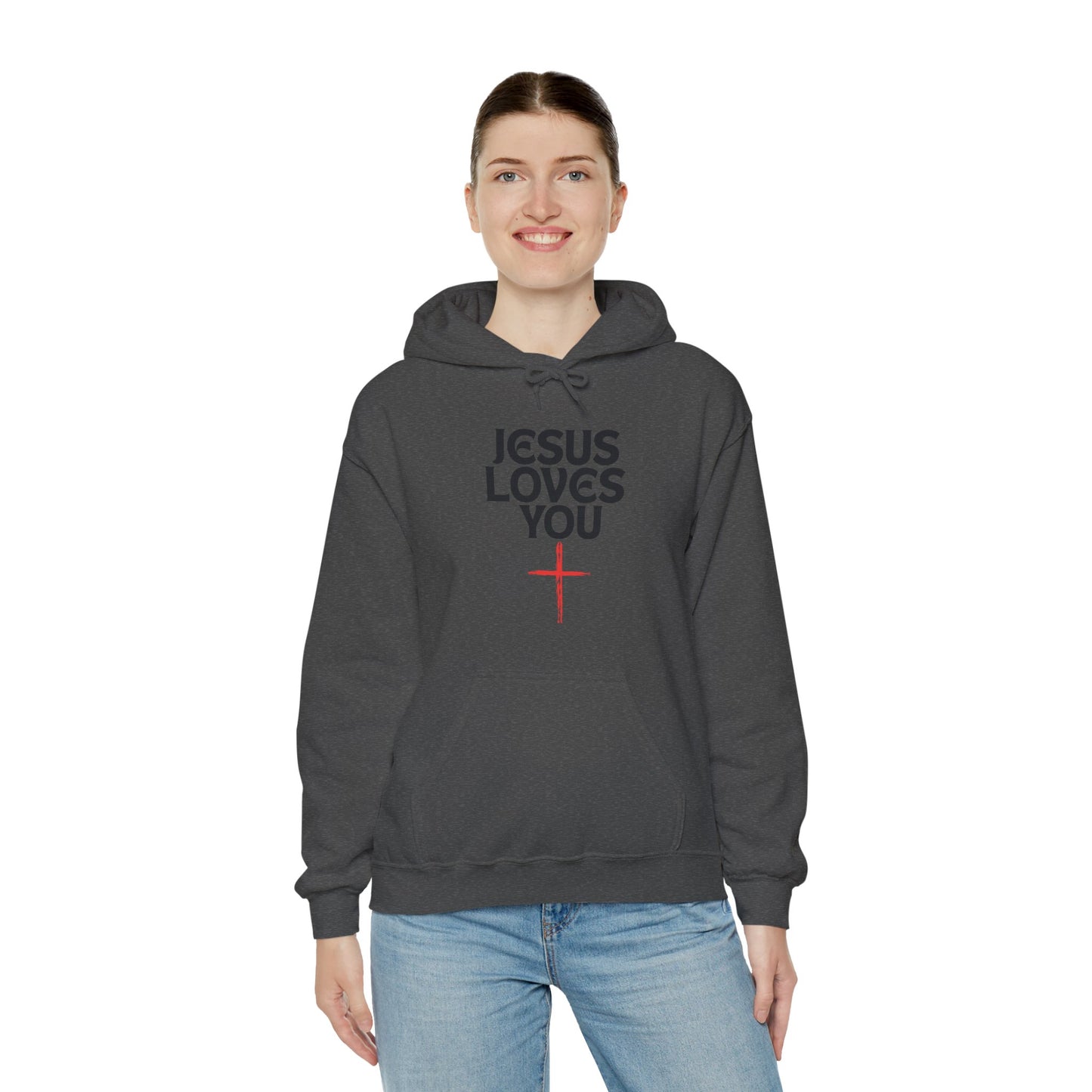 Unisex Christian Hoodie, Jesus Loves You Sweatshirt, Inspirational Gift, Faith-Based Apparel, Cozy Religious Hoodie, Perfect for Church