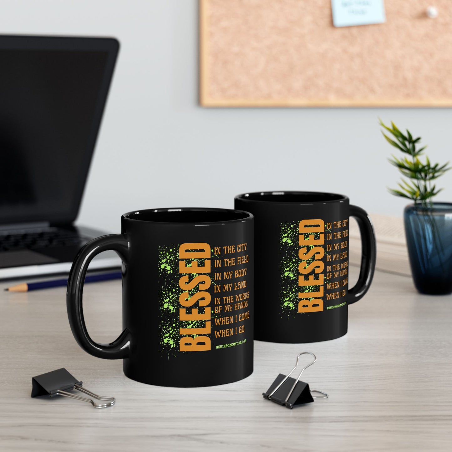 Blessed Inspirational Black Mug for Daily Motivation, Coffee Cup for Faith and Positivity, Christian Gifts, Holiday Drinkware, Home [...]