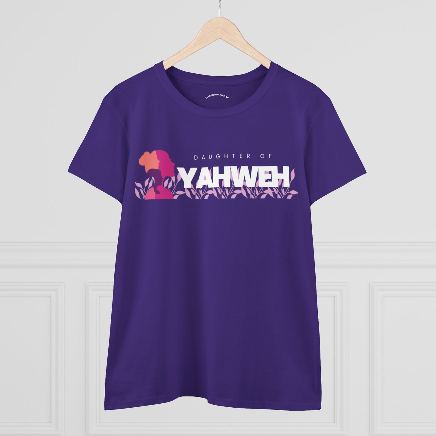 Women's Midweight Cotton Tee with YAHWEH Design, Casual T-Shirt, Fashion Gift, Spiritual Apparel, Everyday Wear, Faith-Based Clothing