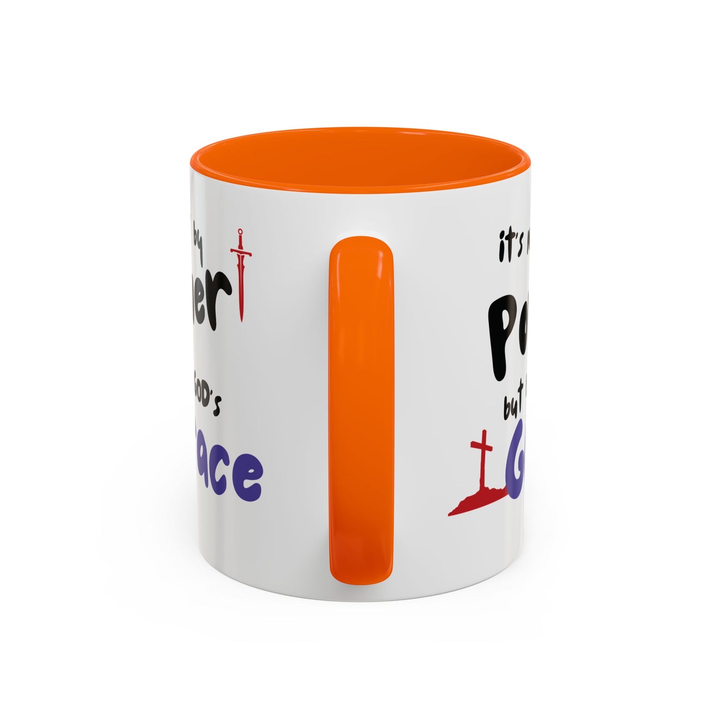 Faith-Inspired Accent Coffee Mug - Not by Power, But by God's Grace, Religious Gift, Inspirational Drinkware, Christian Mugs, [...]