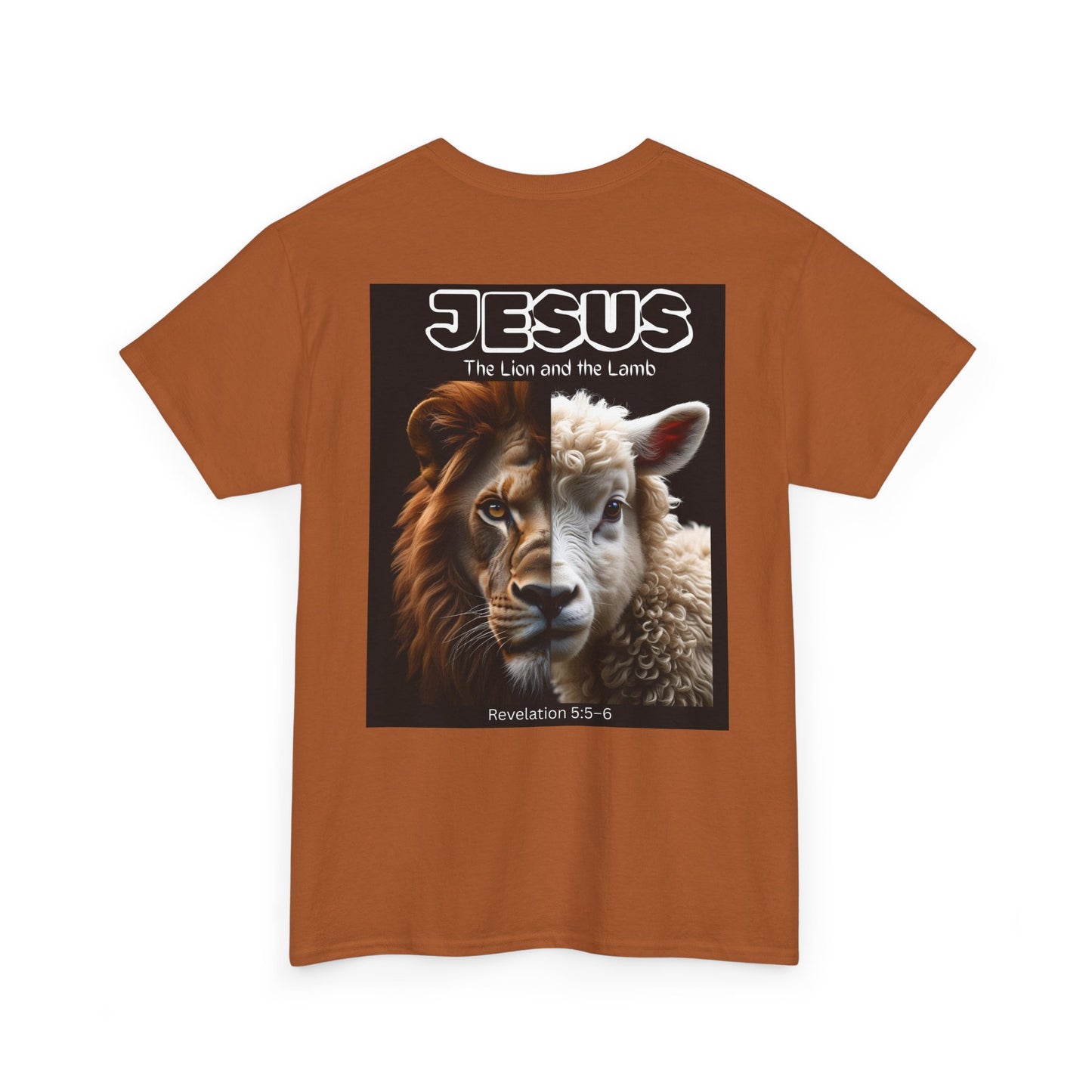 Jesus Lion and Lamb Unisex Heavy Cotton Tee | Faith-Based Apparel, Christian T-Shirt, Gift for Believers, Religious Top, Spiritual Wear
