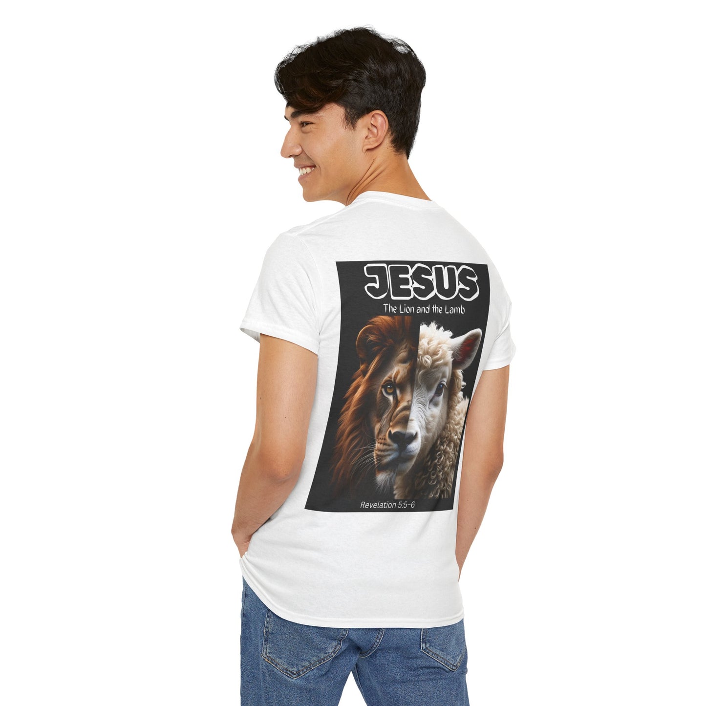 Jesus Lion and Lamb Unisex Heavy Cotton Tee | Faith-Based Apparel, Christian T-Shirt, Gift for Believers, Religious Top, Spiritual Wear