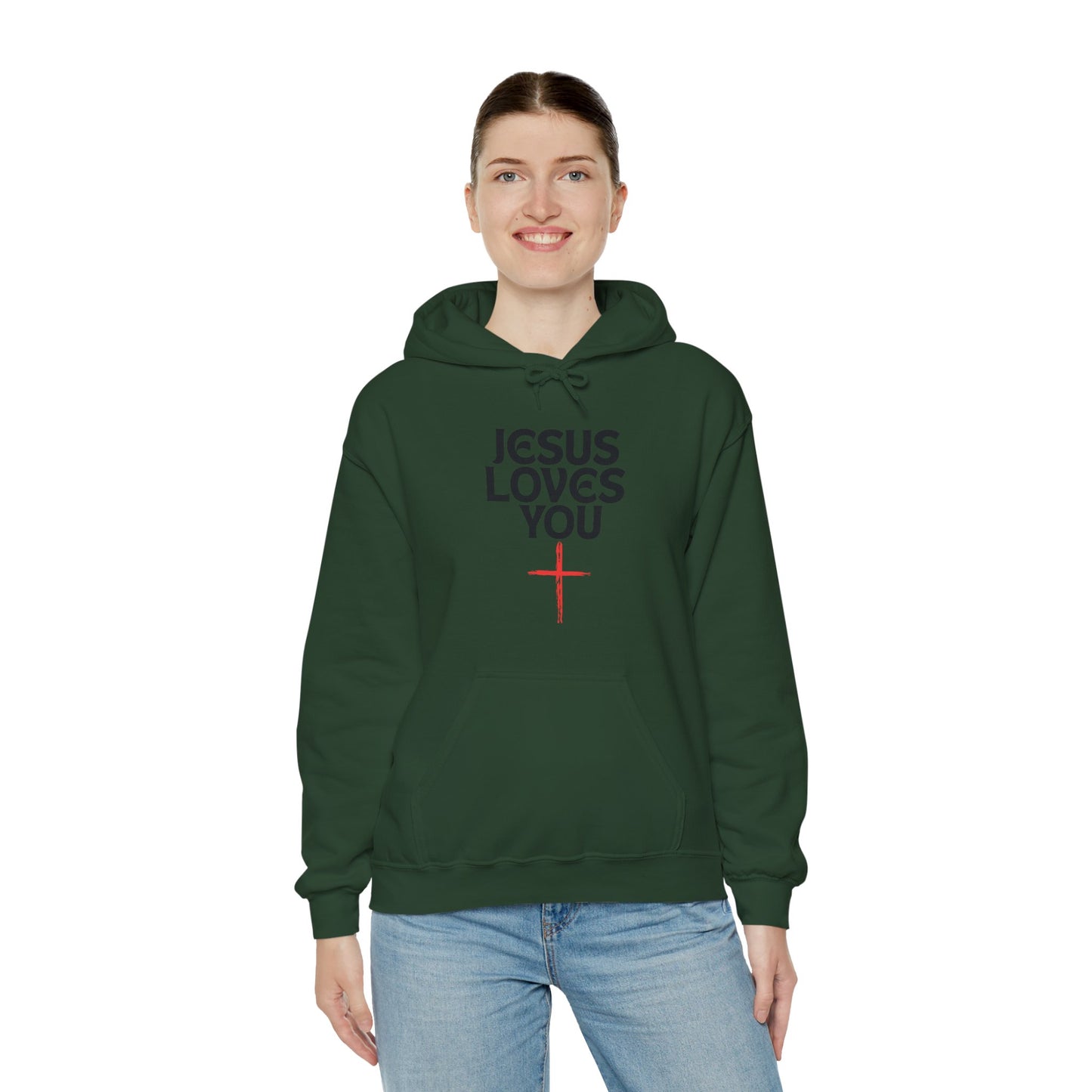 Unisex Christian Hoodie, Jesus Loves You Sweatshirt, Inspirational Gift, Faith-Based Apparel, Cozy Religious Hoodie, Perfect for Church