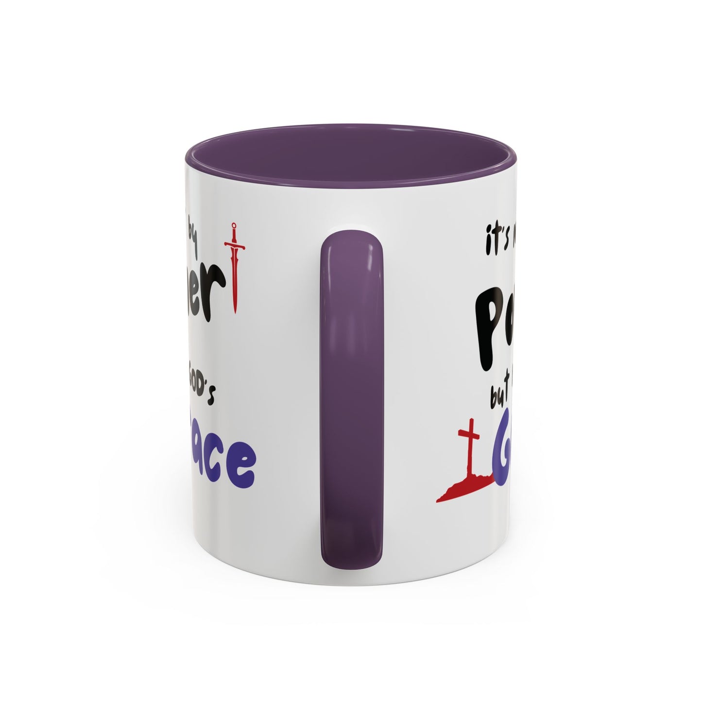 Faith-Inspired Accent Coffee Mug - Not by Power, But by God's Grace, Religious Gift, Inspirational Drinkware, Christian Mugs, [...]