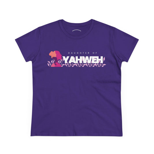Women's Midweight Cotton Tee with YAHWEH Design, Casual T-Shirt, Fashion Gift, Spiritual Apparel, Everyday Wear, Faith-Based Clothing