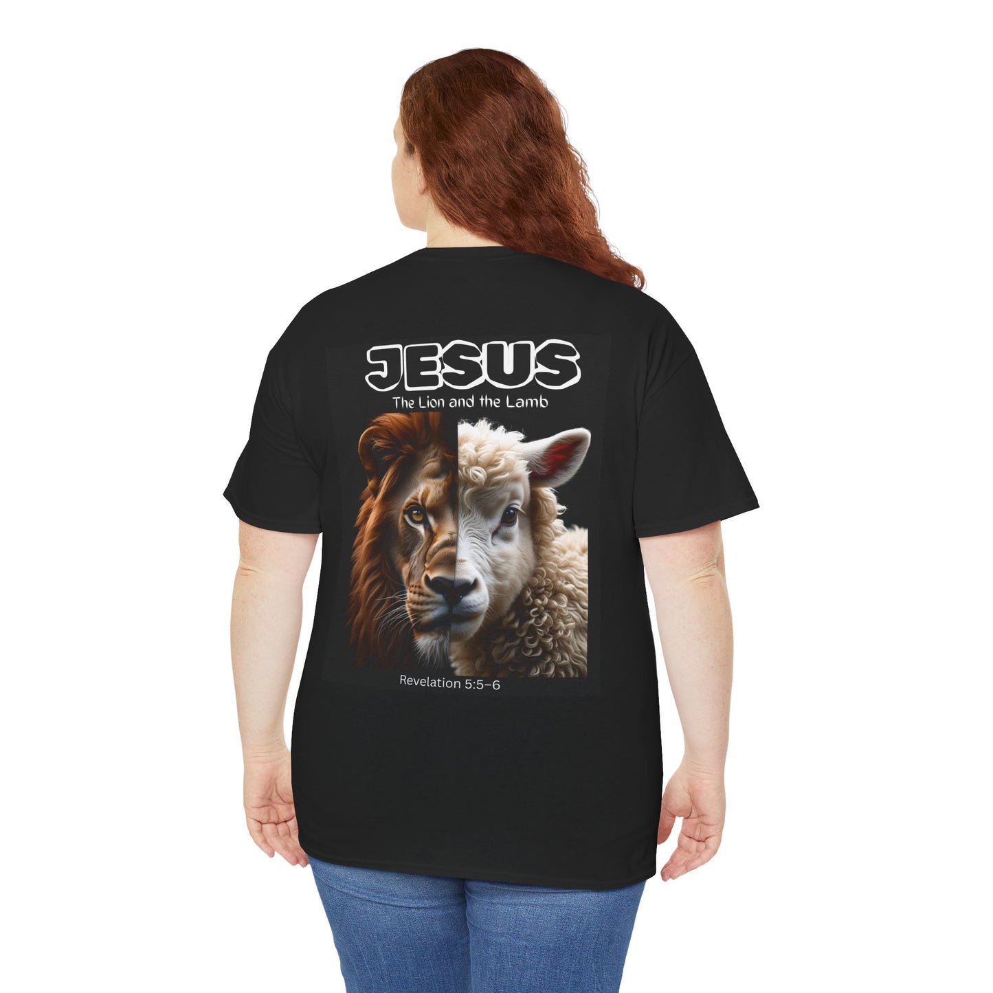 Jesus Lion and Lamb Unisex Heavy Cotton Tee | Faith-Based Apparel, Christian T-Shirt, Gift for Believers, Religious Top, Spiritual Wear