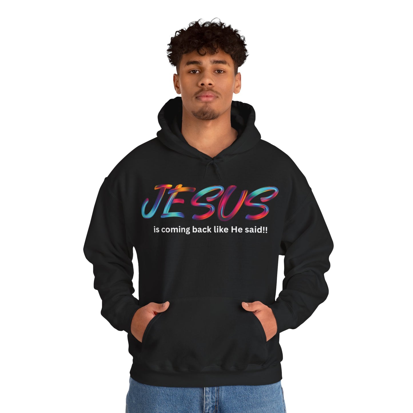 Colorful Jesus is Coming Back Hoodie - Faith-based Fashion, Spiritual Gift, Christian Apparel, Unisex Sweatshirt, Religious Clothing