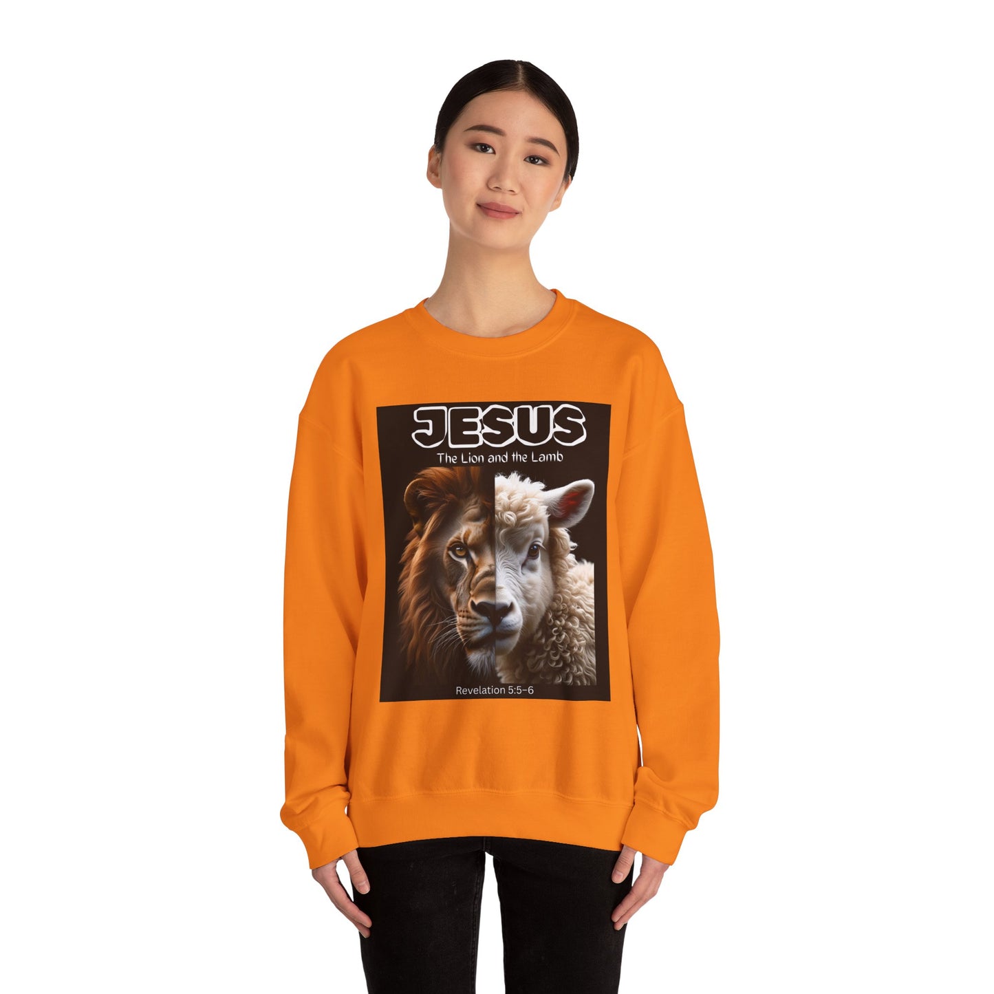 Jesus Lion and Lamb Crewneck Sweatshirt, Faith Sweatshirt, Christian Apparel, Inspirational Fashion, Religious Gift, Cozy Outfit