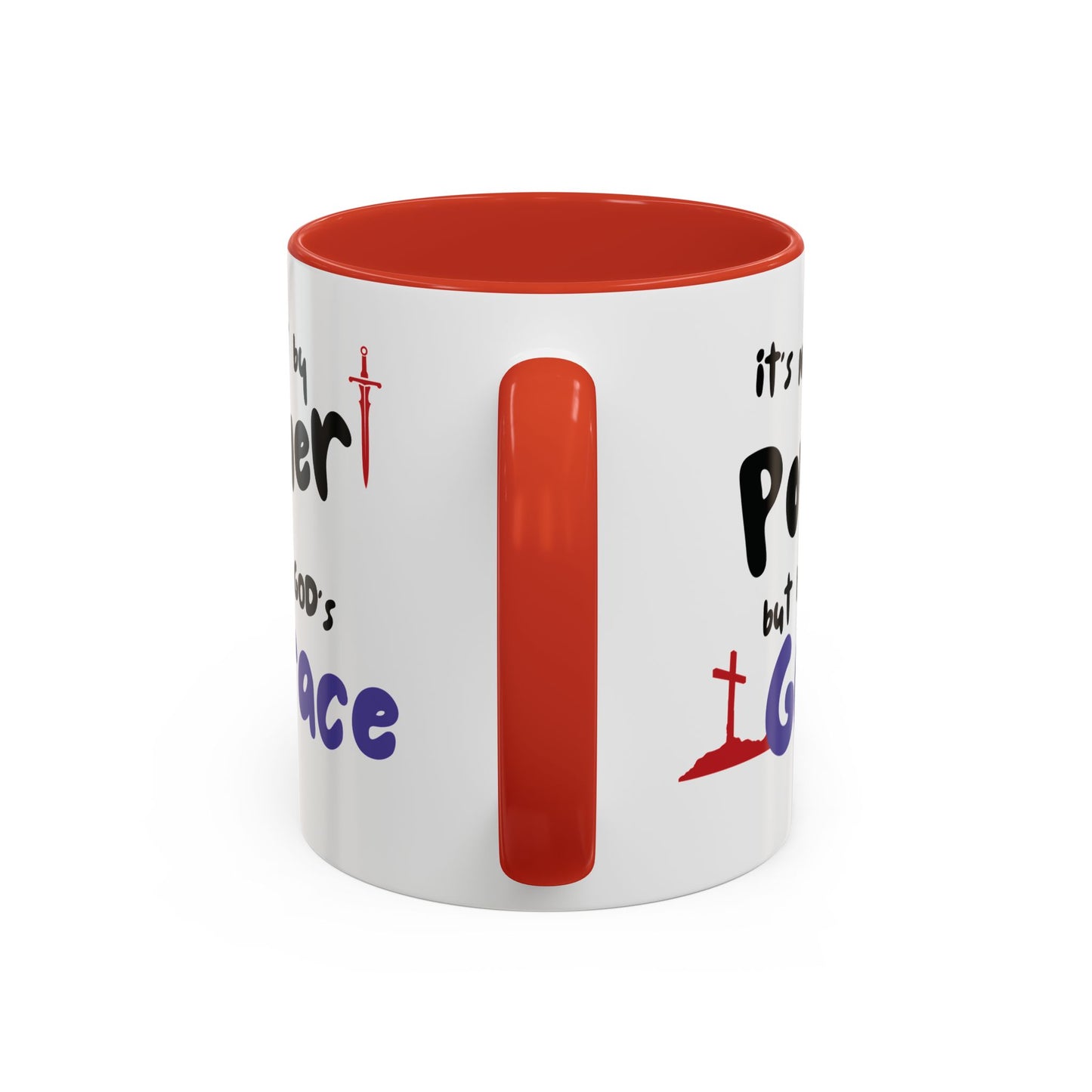 Faith-Inspired Accent Coffee Mug - Not by Power, But by God's Grace, Religious Gift, Inspirational Drinkware, Christian Mugs, [...]