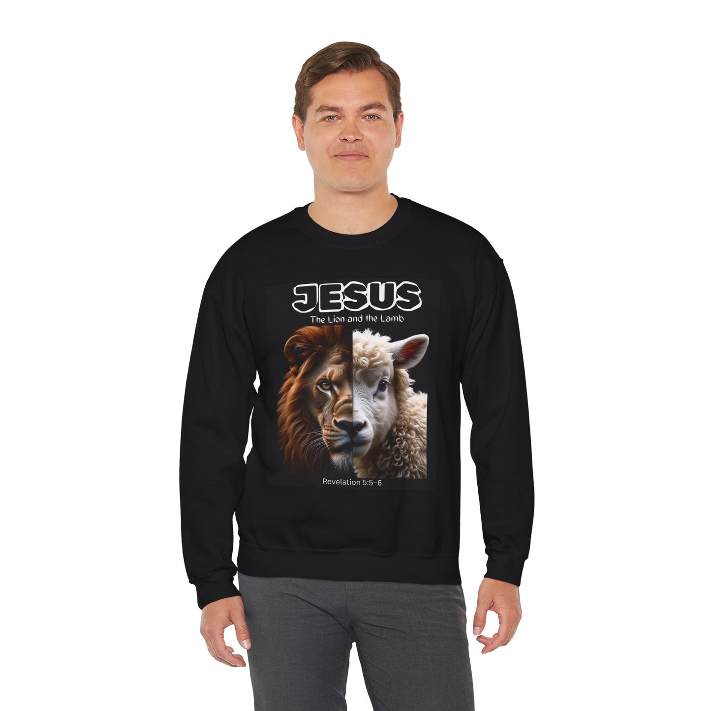 Jesus Lion and Lamb Crewneck Sweatshirt, Faith Sweatshirt, Christian Apparel, Inspirational Fashion, Religious Gift, Cozy Outfit