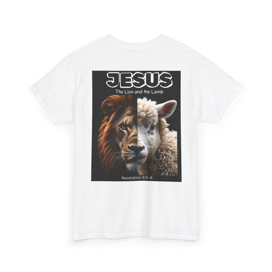 Jesus Lion and Lamb Unisex Heavy Cotton Tee | Faith-Based Apparel, Christian T-Shirt, Gift for Believers, Religious Top, Spiritual Wear
