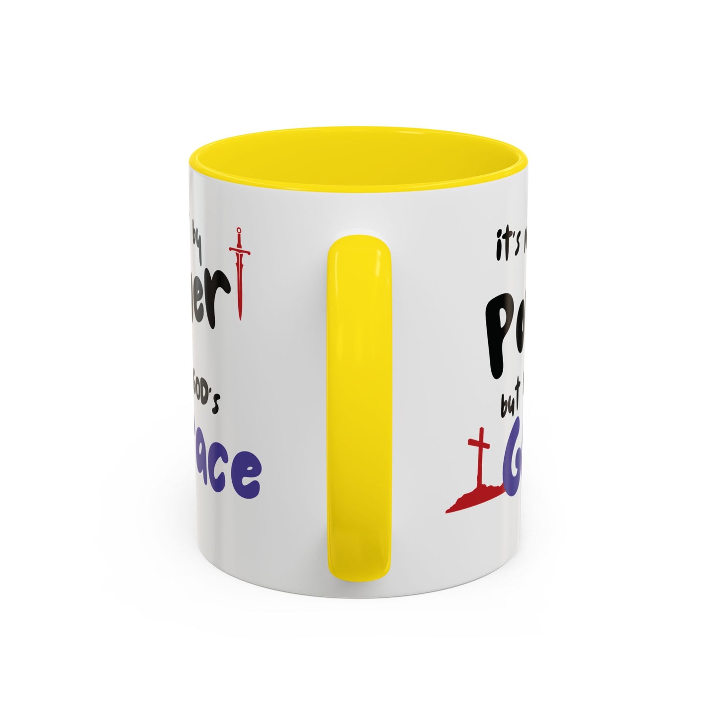 Faith-Inspired Accent Coffee Mug - Not by Power, But by God's Grace, Religious Gift, Inspirational Drinkware, Christian Mugs, [...]