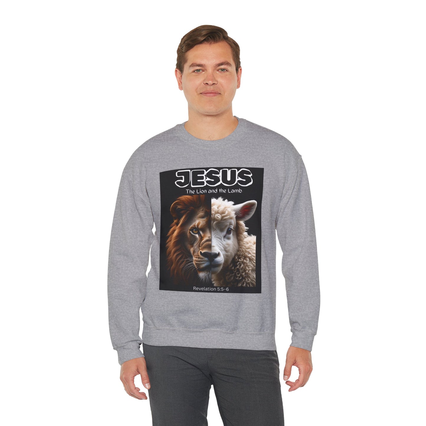 Jesus Lion and Lamb Crewneck Sweatshirt, Faith Sweatshirt, Christian Apparel, Inspirational Fashion, Religious Gift, Cozy Outfit
