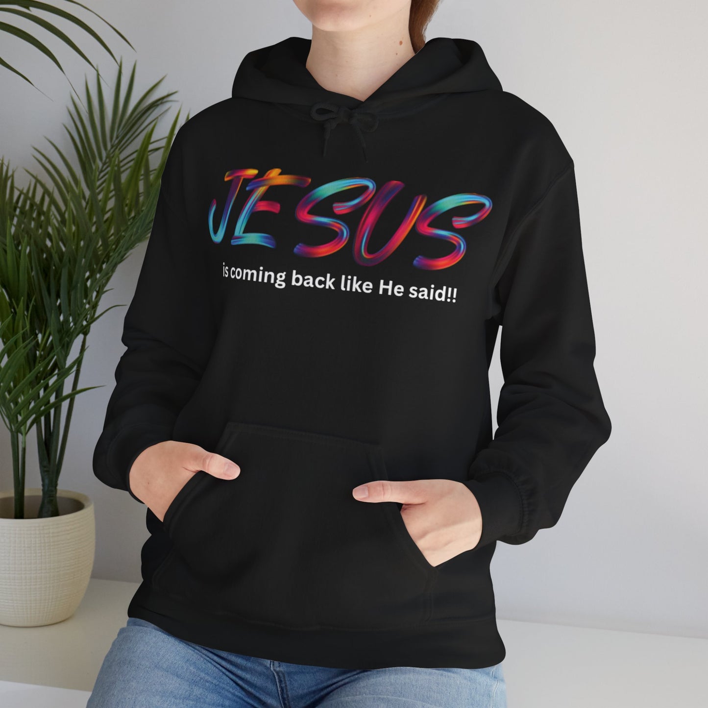 Colorful Jesus is Coming Back Hoodie - Faith-based Fashion, Spiritual Gift, Christian Apparel, Unisex Sweatshirt, Religious Clothing