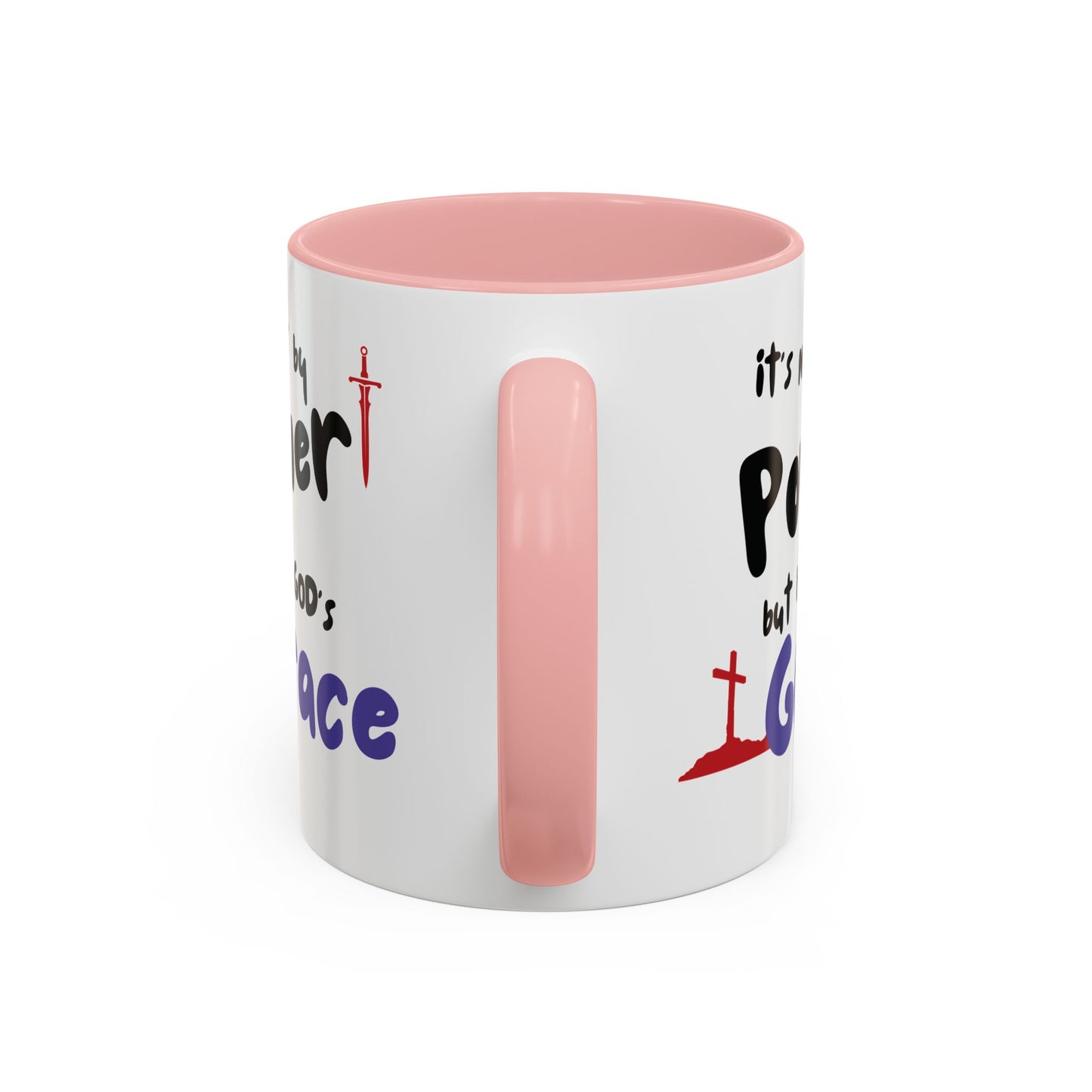 Faith-Inspired Accent Coffee Mug - Not by Power, But by God's Grace, Religious Gift, Inspirational Drinkware, Christian Mugs, [...]