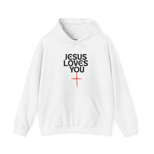 Unisex Christian Hoodie, Jesus Loves You Sweatshirt, Inspirational Gift, Faith-Based Apparel, Cozy Religious Hoodie, Perfect for Church