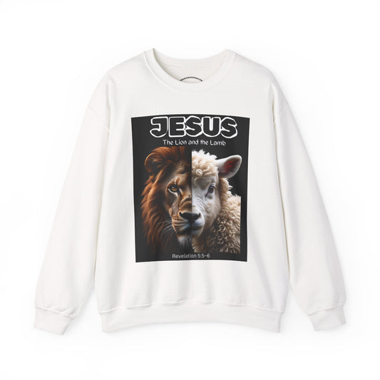 Jesus Lion and Lamb Crewneck Sweatshirt, Faith Sweatshirt, Christian Apparel, Inspirational Fashion, Religious Gift, Cozy Outfit