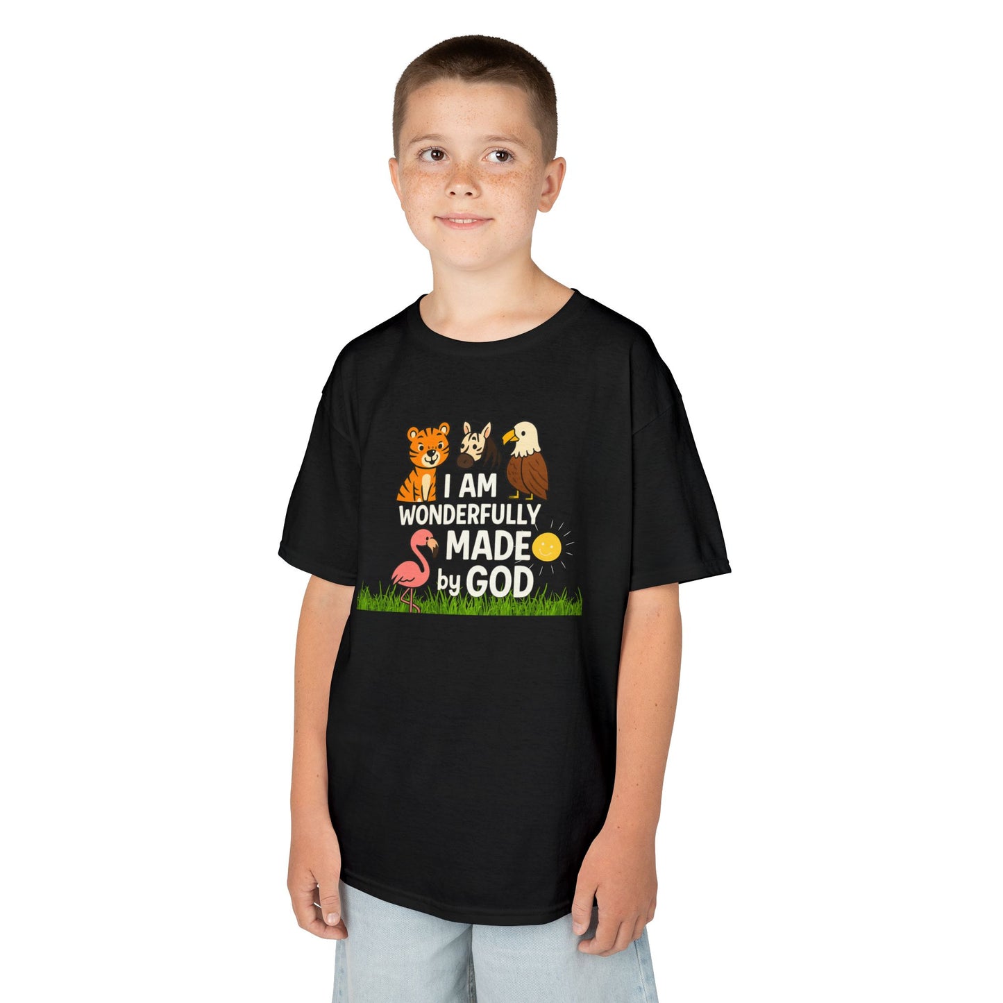 Kids Wildlife Tee with Uplifting Message, Animal Graphic Cotton T-Shirt, Perfect Gift for Children, Birthday Gift, Faith-Based Apparel