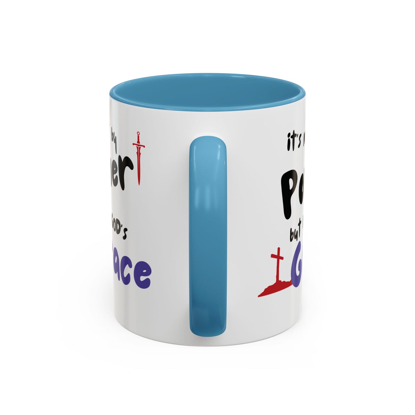 Faith-Inspired Accent Coffee Mug - Not by Power, But by God's Grace, Religious Gift, Inspirational Drinkware, Christian Mugs, [...]