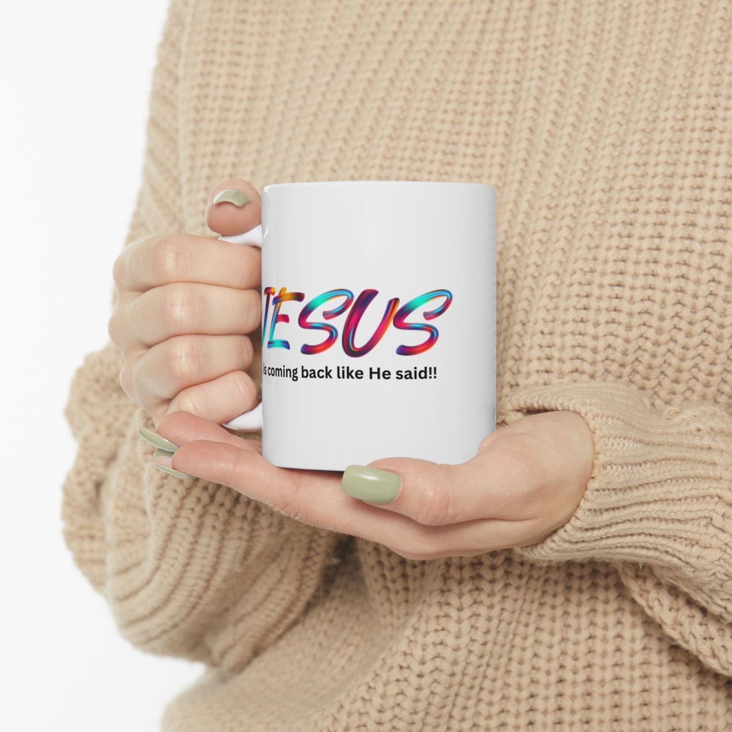 Colorful Jesus Ceramic Mug - Inspirational Coffee Cup for Faith Lovers, Gifts for Christmas, Birthdays, and Religious Events, 11oz & 15oz